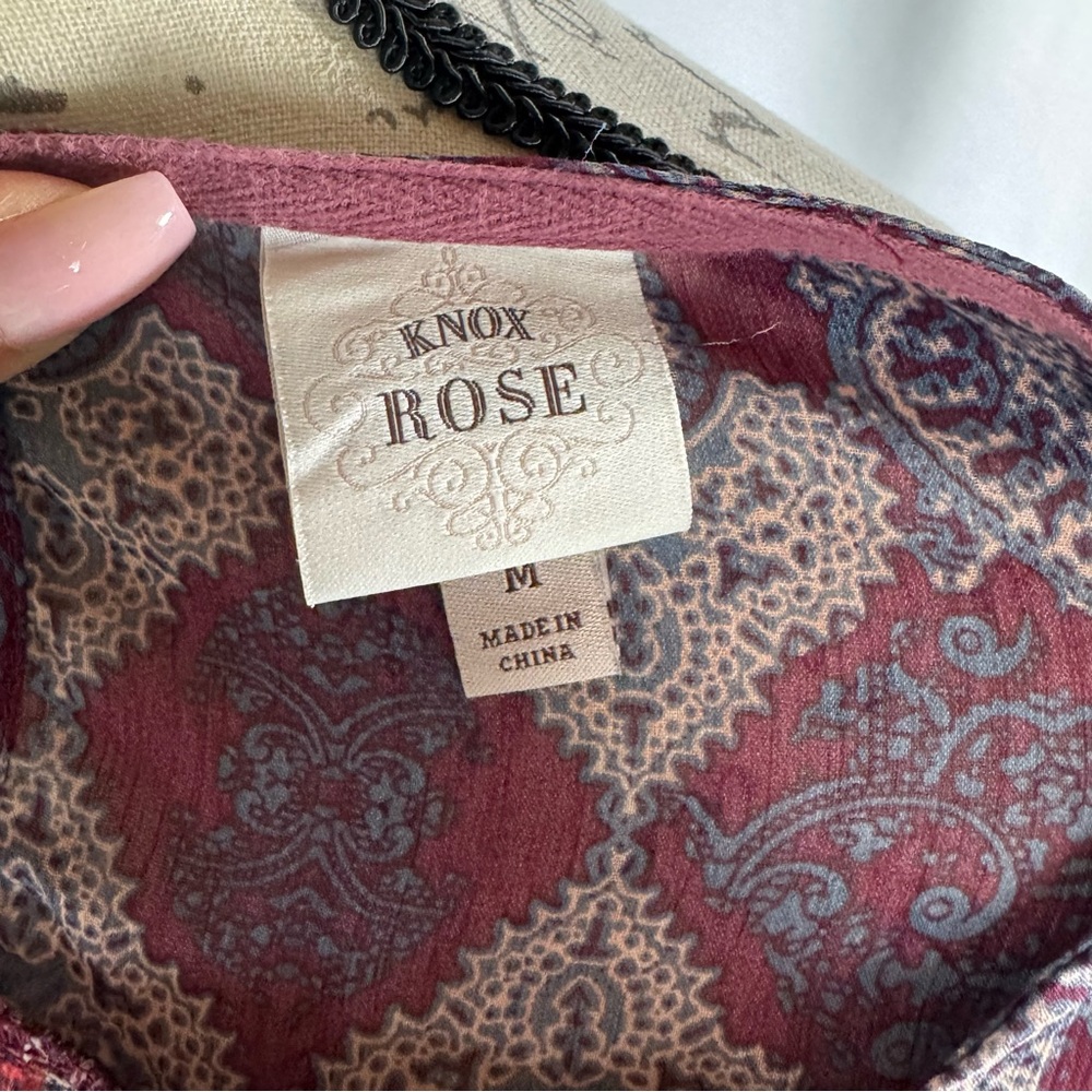 Knox Rose Womens Floral Paisley Flowy Long Sleeve Blouse - Picture 12 of 13